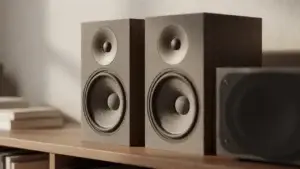 Colunas com woofers de grande diâmetro concebidas para graves profundos e som de gama completa